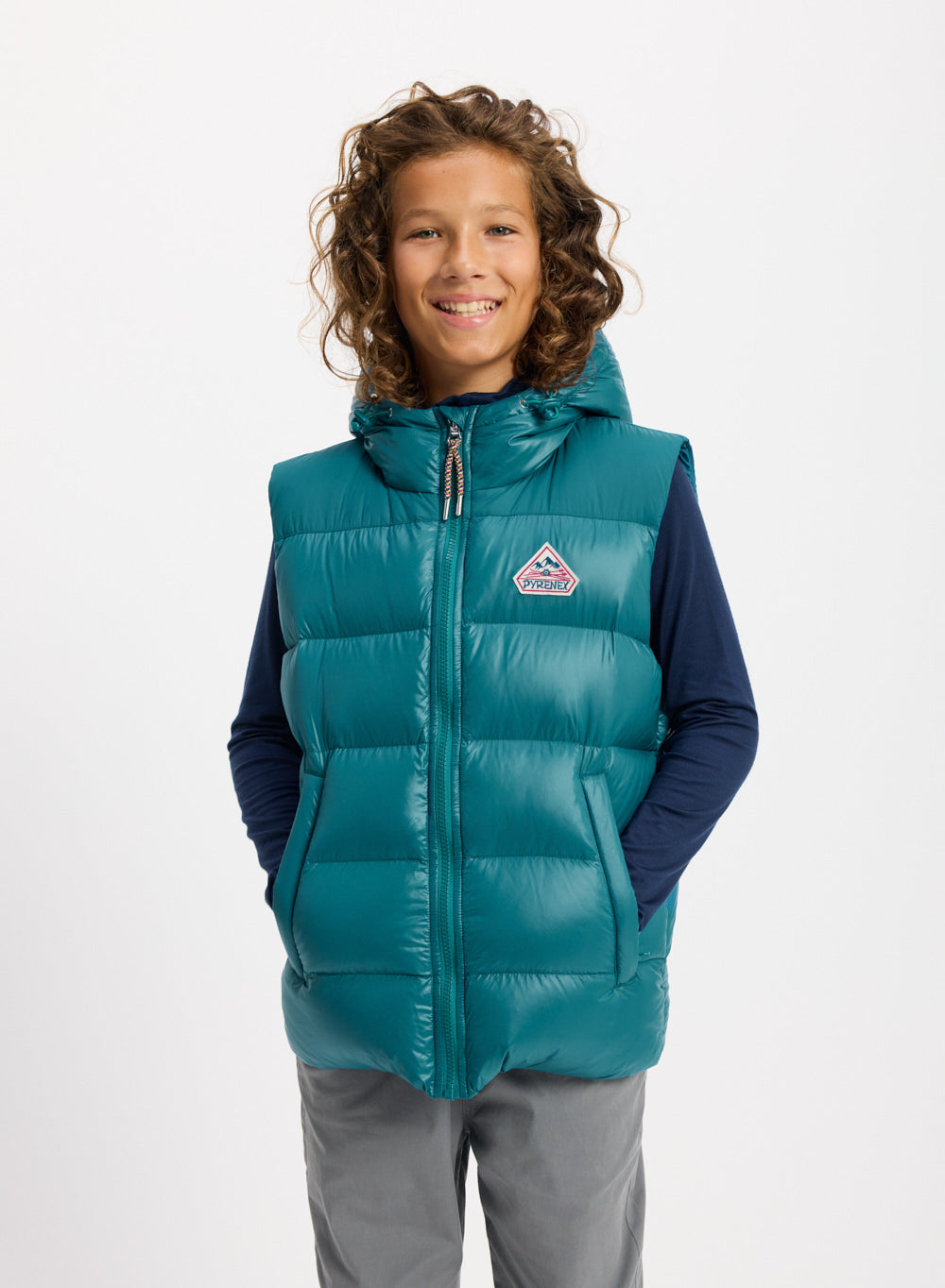 Doudoune sans manches enfant Pyrenex John bleu turquoise