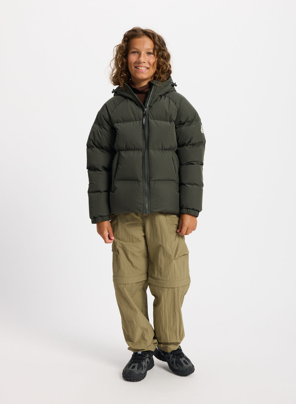Doudoune enfant unisexe à capuche Pyrenex Sten Smooth khaki