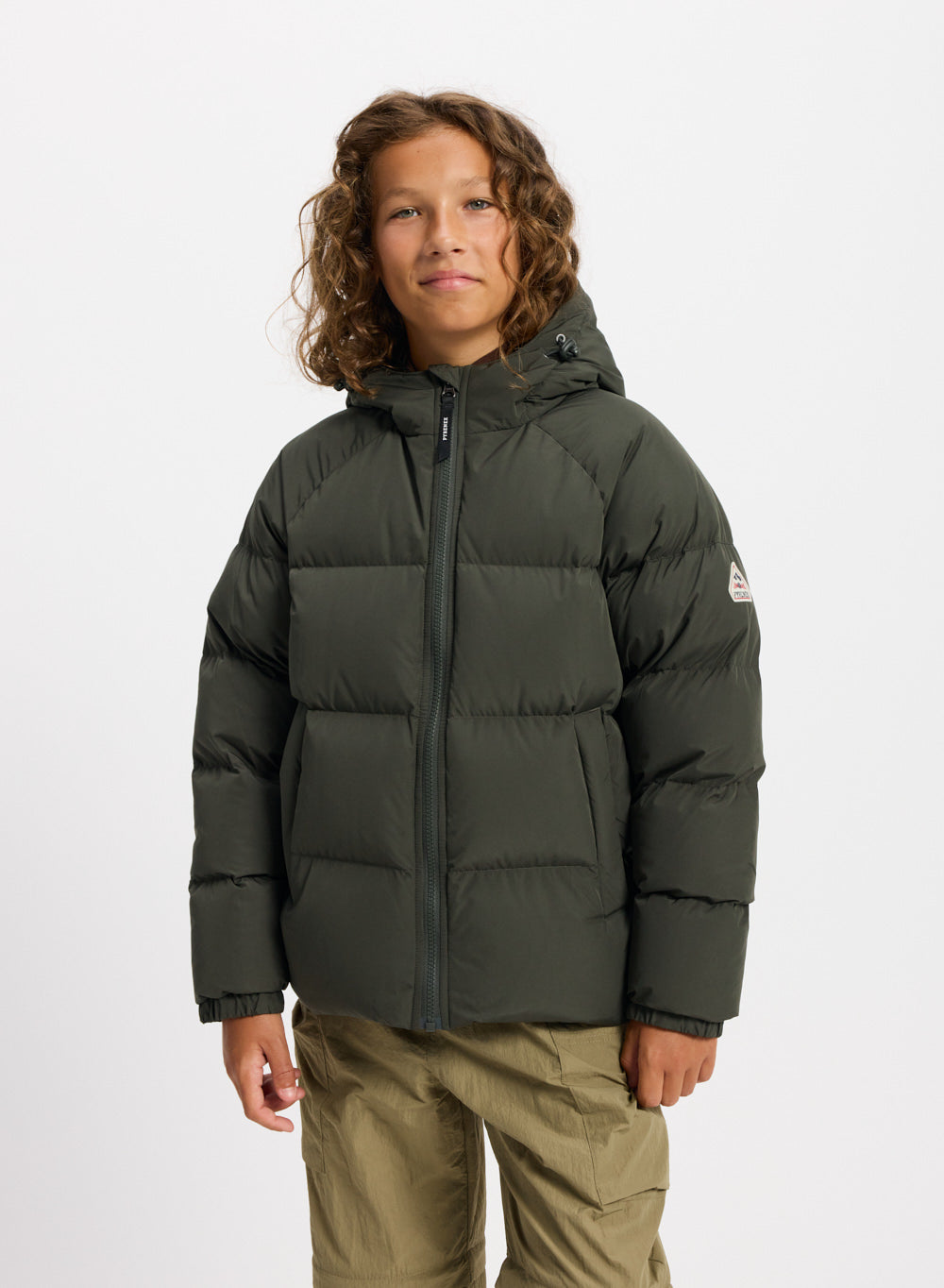 Doudoune enfant unisexe à capuche Pyrenex Sten Smooth khaki