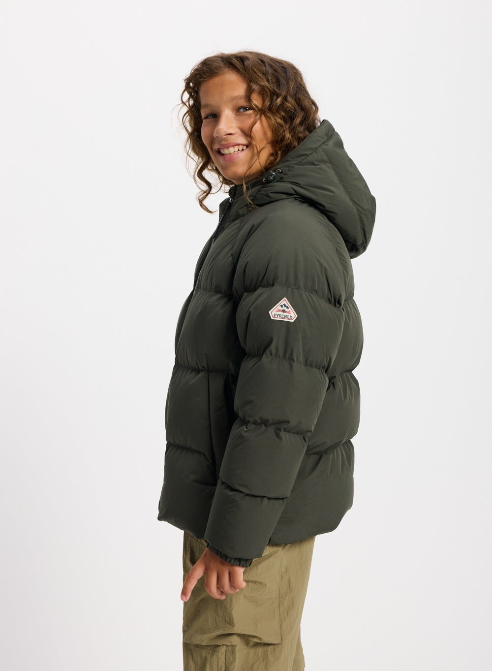 Doudoune enfant unisexe à capuche Pyrenex Sten Smooth khaki