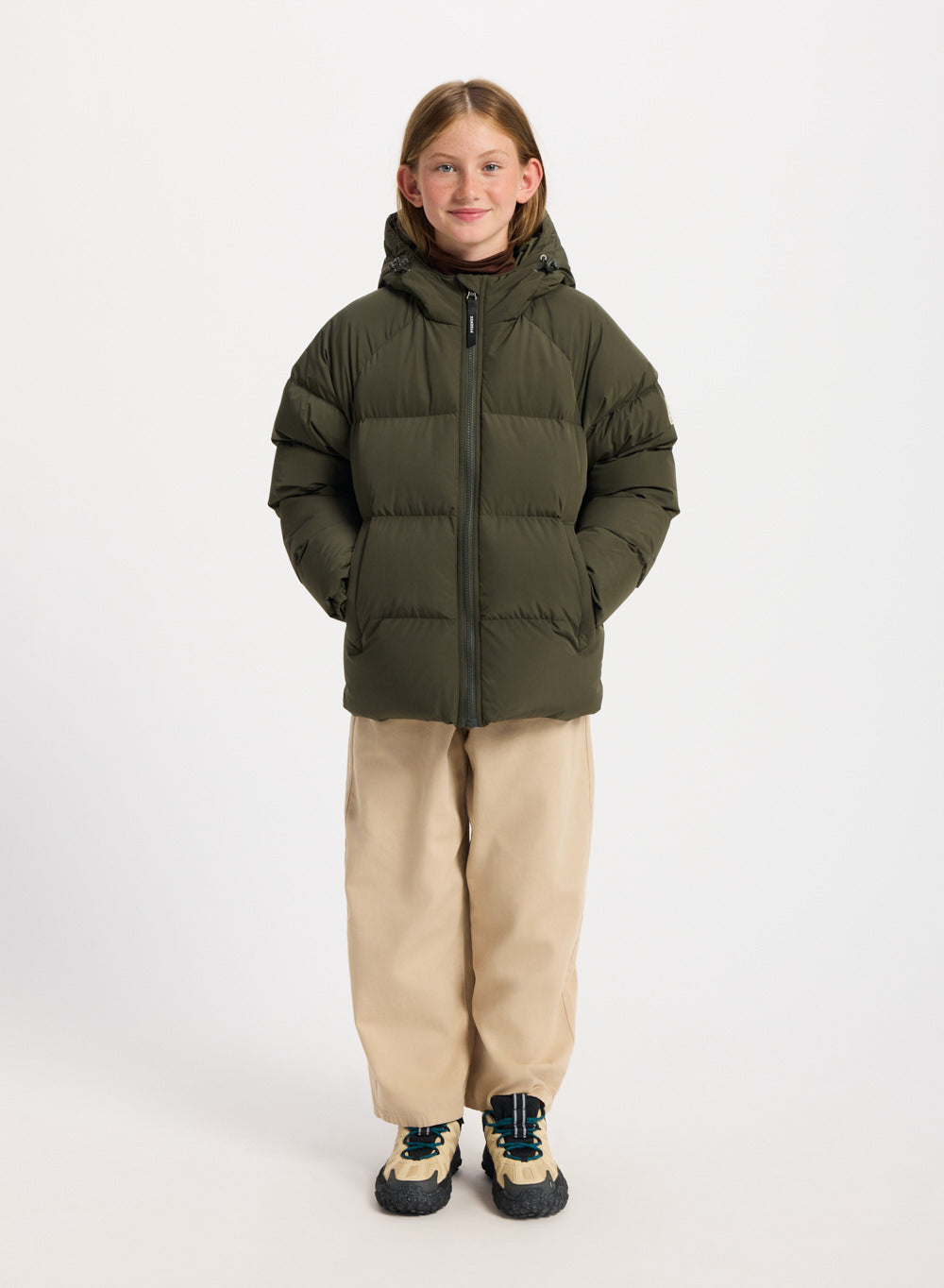 Doudoune enfant unisexe à capuche Pyrenex Sten Smooth khaki