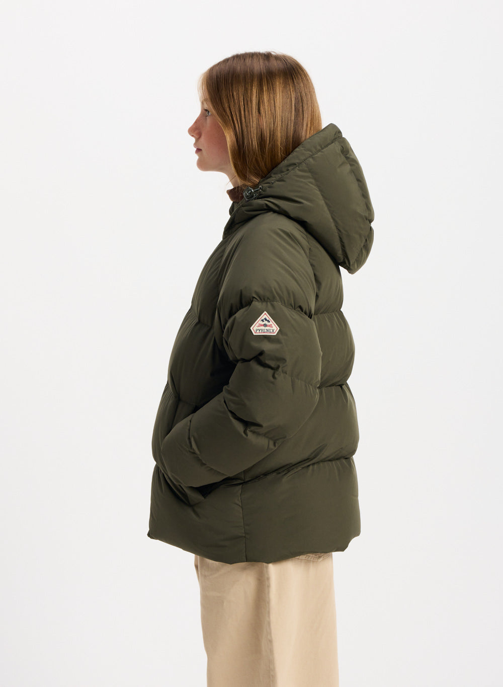 Doudoune enfant unisexe à capuche Pyrenex Sten Smooth khaki