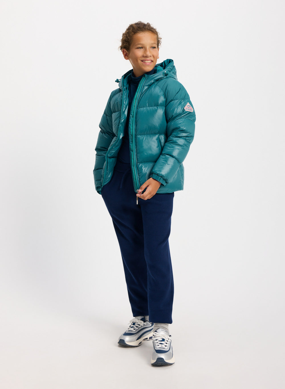 Doudoune à capuche enfant Pyrenex Sten bleu turquoise