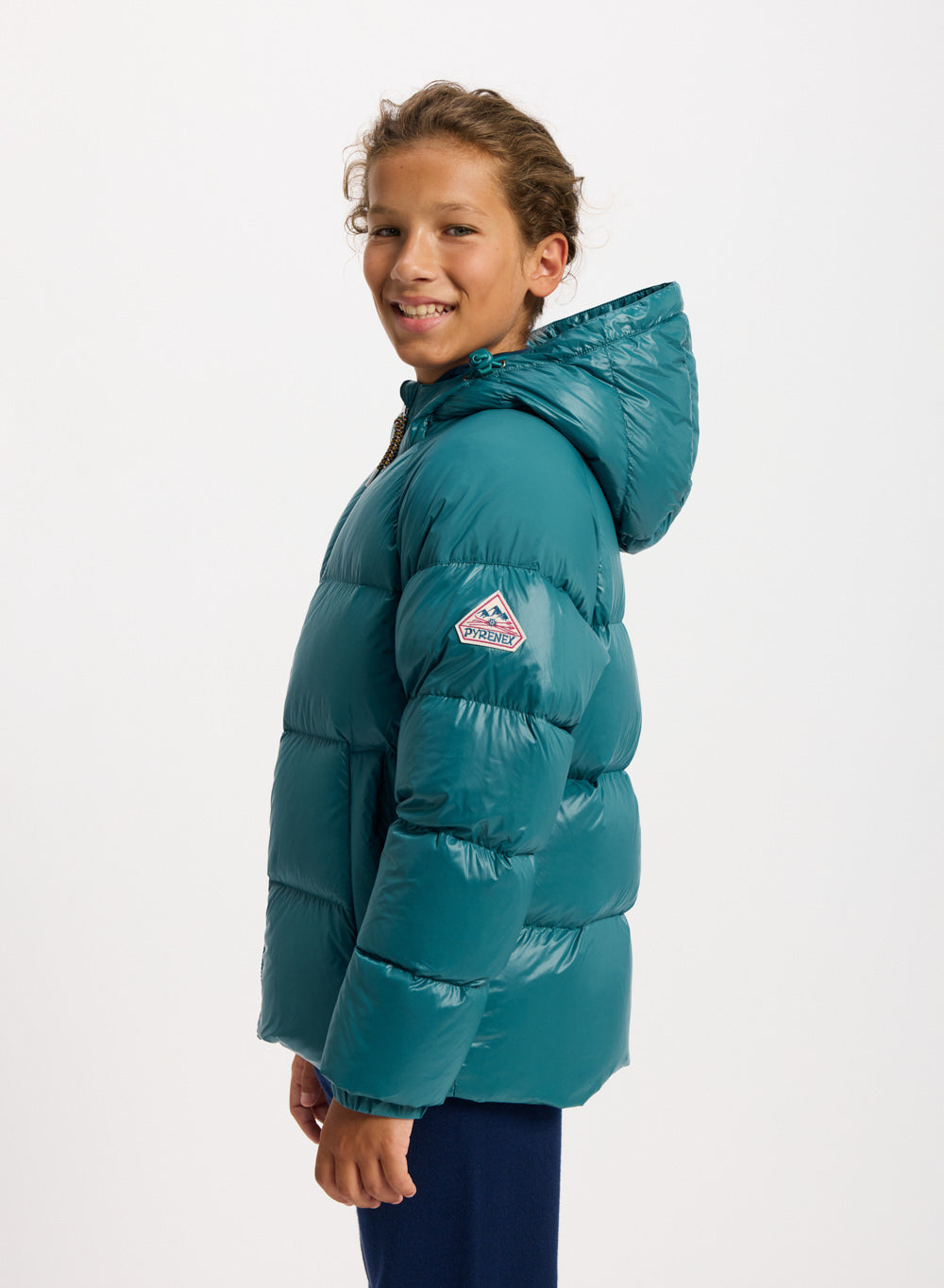 Doudoune à capuche enfant Pyrenex Sten bleu turquoise