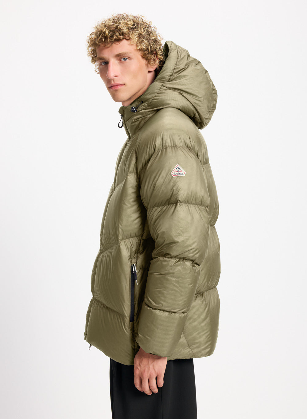 Doudoune hiver à capuche pour homme Pyrenex Helium kaki