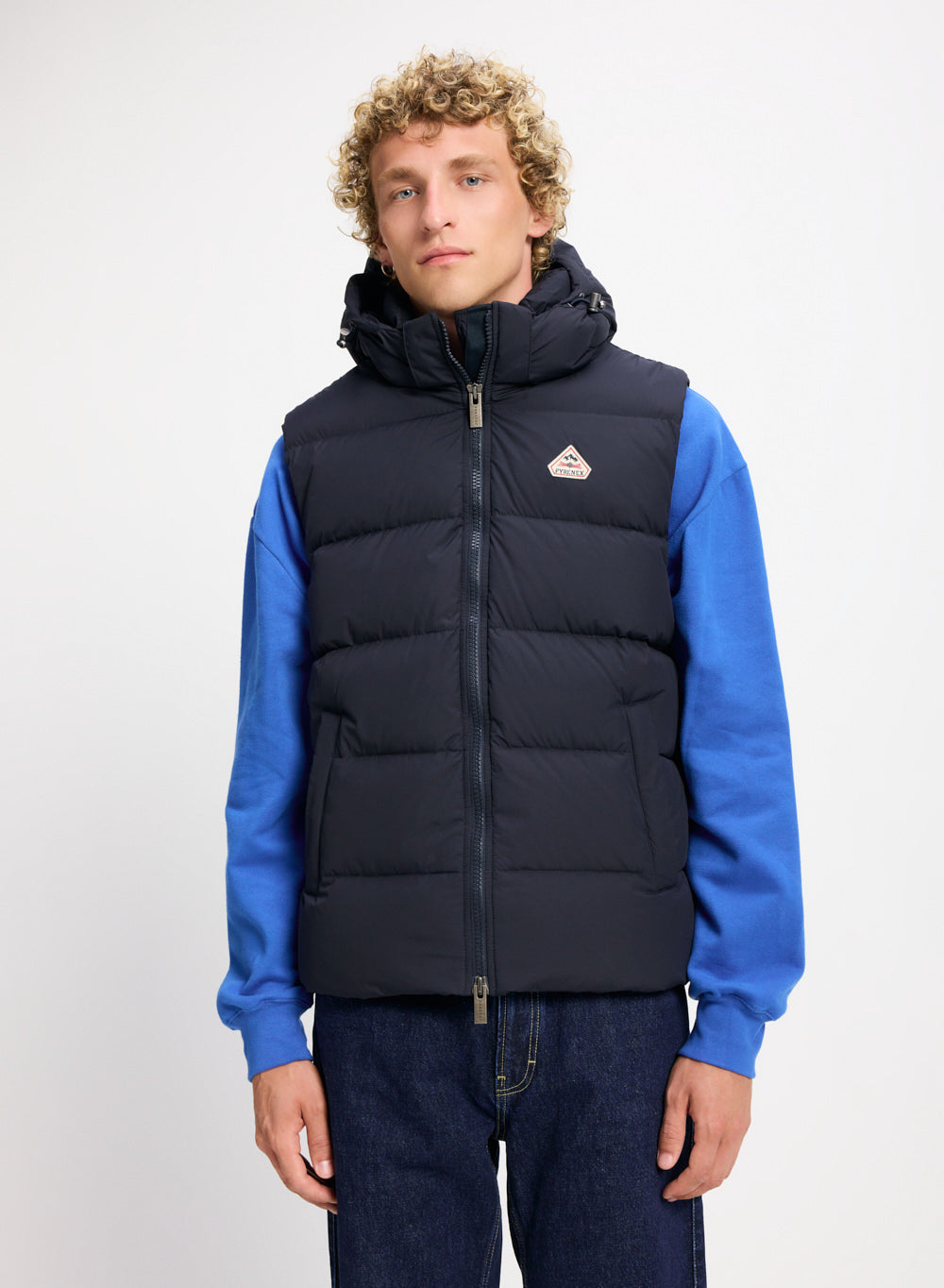Doudoune sans-manche Pyrenex Spoutnic à capuche amovible bleu foncé