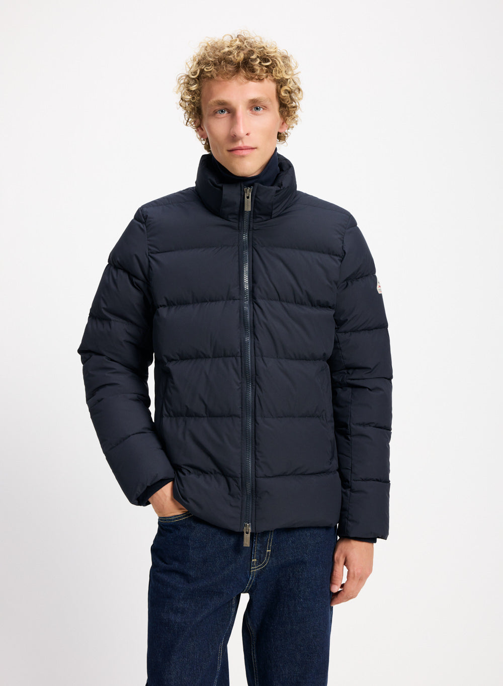 Doudoune à capuche amovible Pyrenex Spoutnic bleu foncé