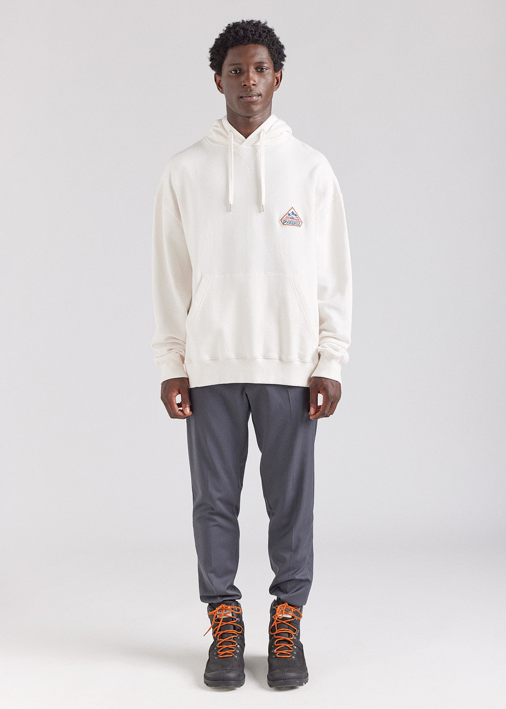 Sweat à capuche unisexe en coton bio Pyrenex Journey Chalk