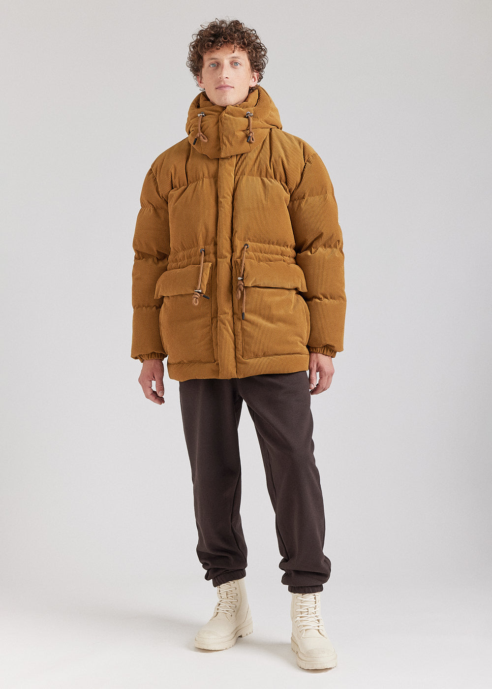 Doudoune homme en velours Pyrenex x Supakitch Big Puffer Bronze Brown