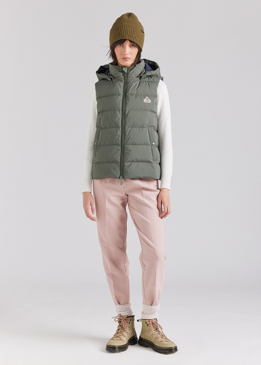 Doudoune sans-manches femme Pyrenex Spoutnic à capuche amovible deep khaki