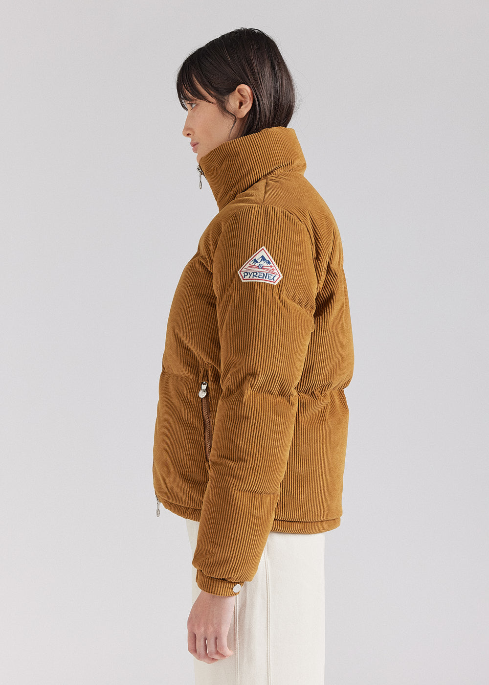 Doudoune courte femme en velours côtelé Pyrenex Goldin Bronze Brown