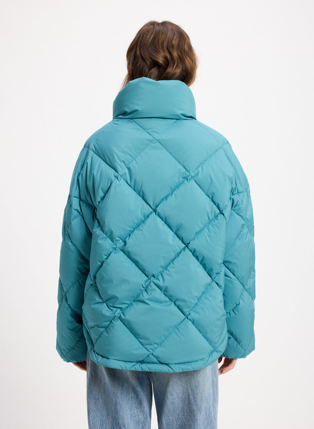 Doudoune oversize femme Pyrenex Adele avec col enveloppant turquoise