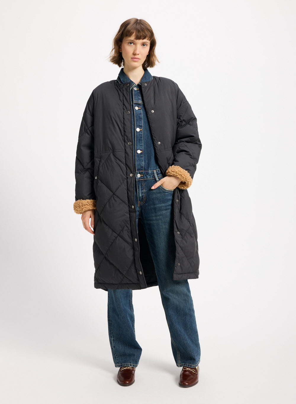 Doudoune longue pour femme Pyrenex Blossom noire