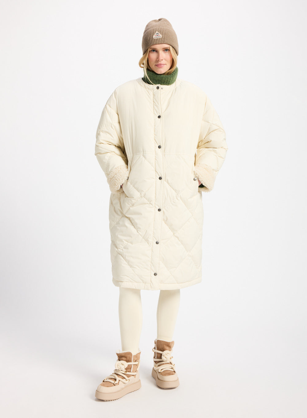 Doudoune longue pour femme Pyrenex Blossom ivoire