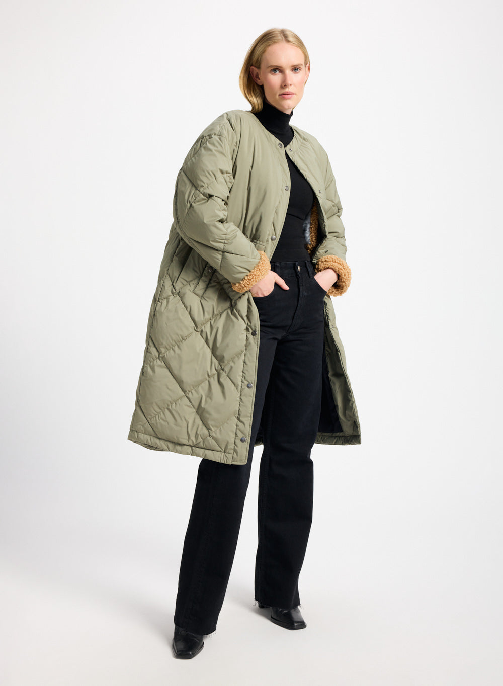 Doudoune longue pour femme Pyrenex Blossom khaki