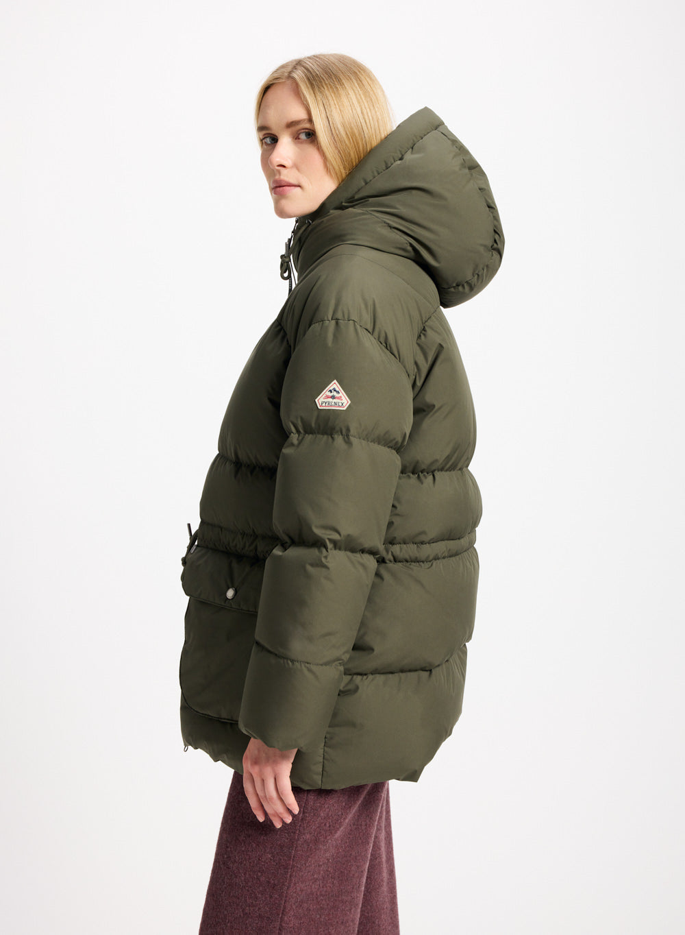 Doudoune hiver à capuche pour femme Pyrenex Aule kaki