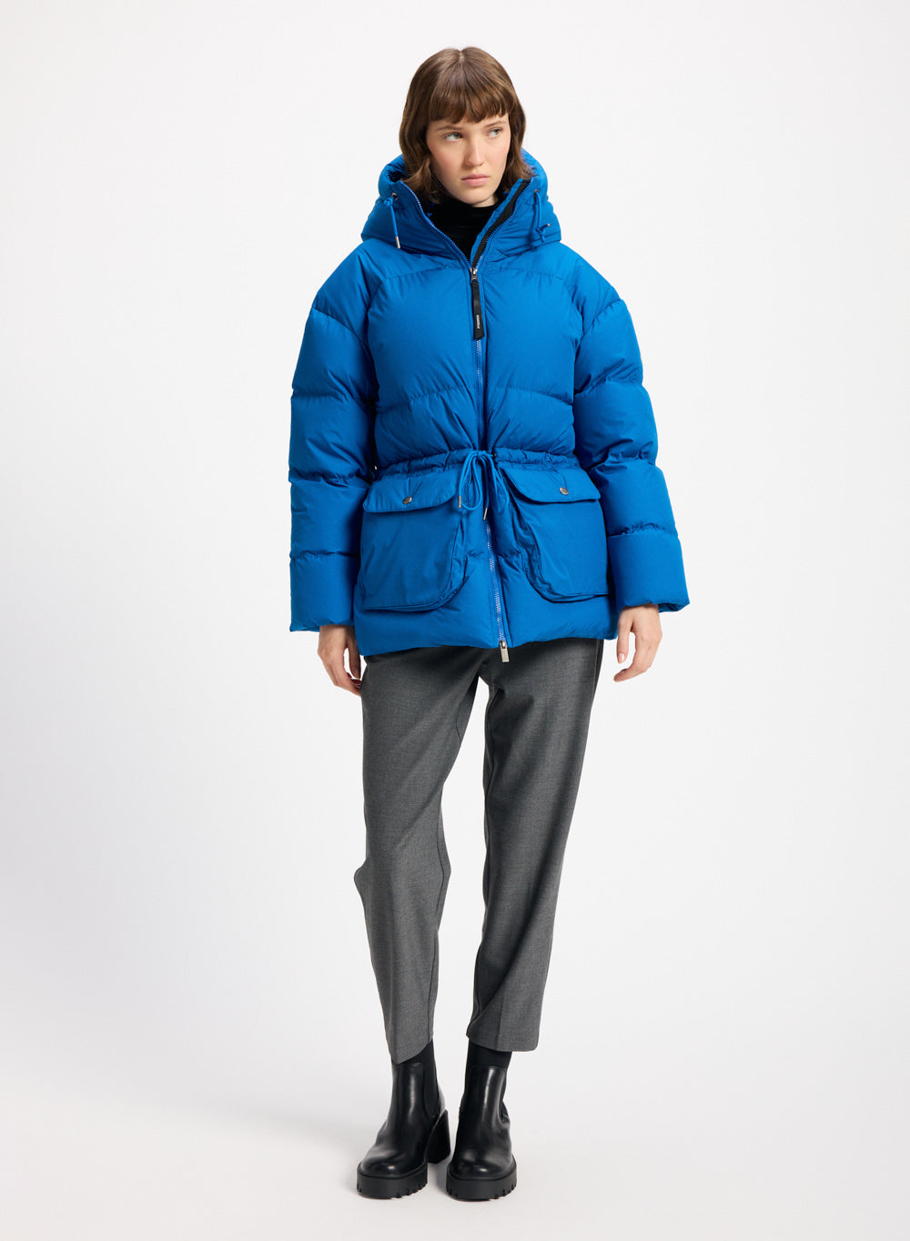 Doudoune hiver à capuche pour femme Pyrenex Aule bleu électrique