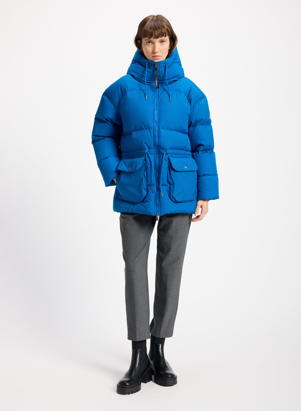 Doudoune hiver à capuche pour femme Pyrenex Aule bleu électrique