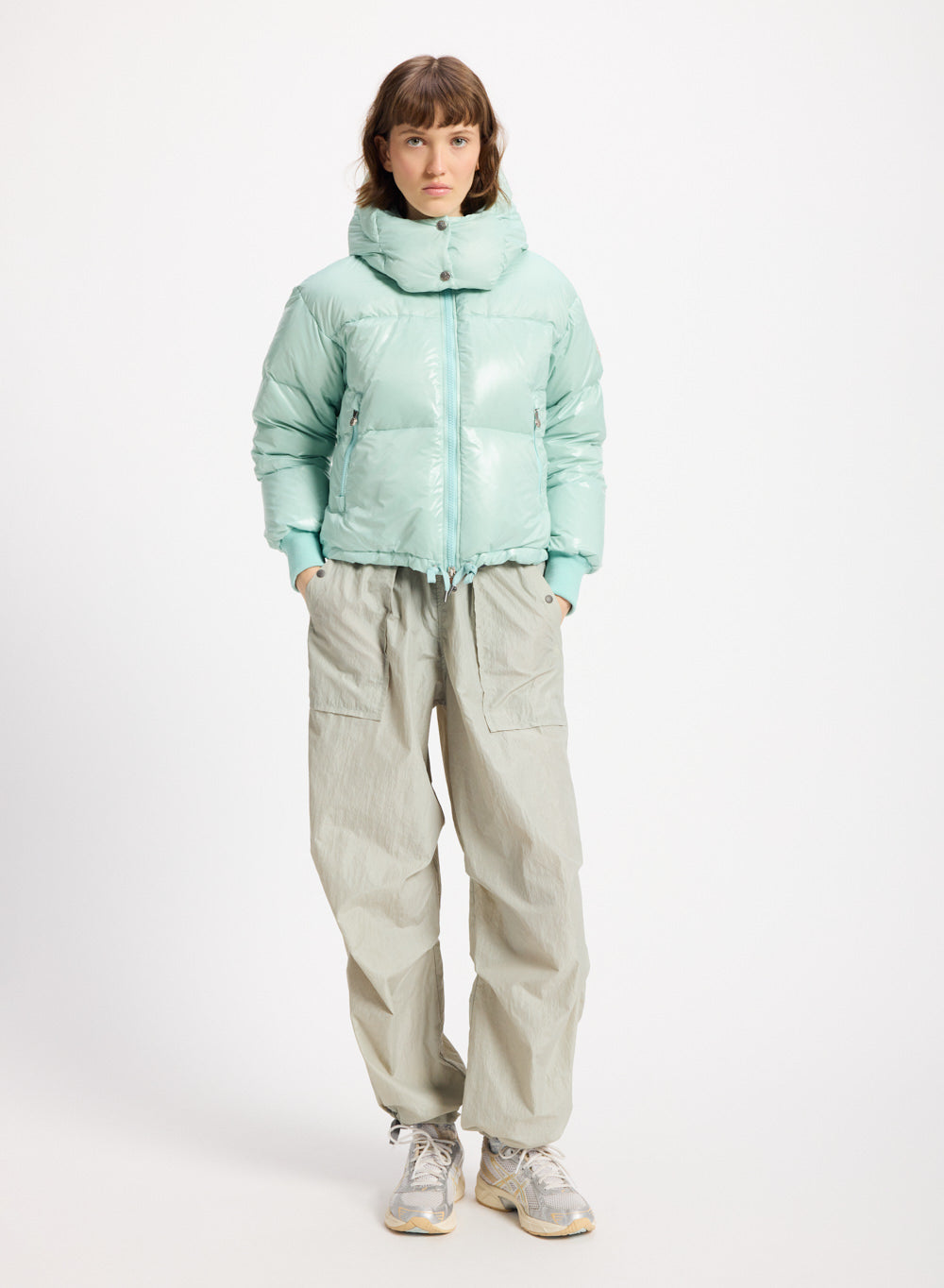 Doudoune courte à capuche pour femme Pyrenex Altic vert d'eau