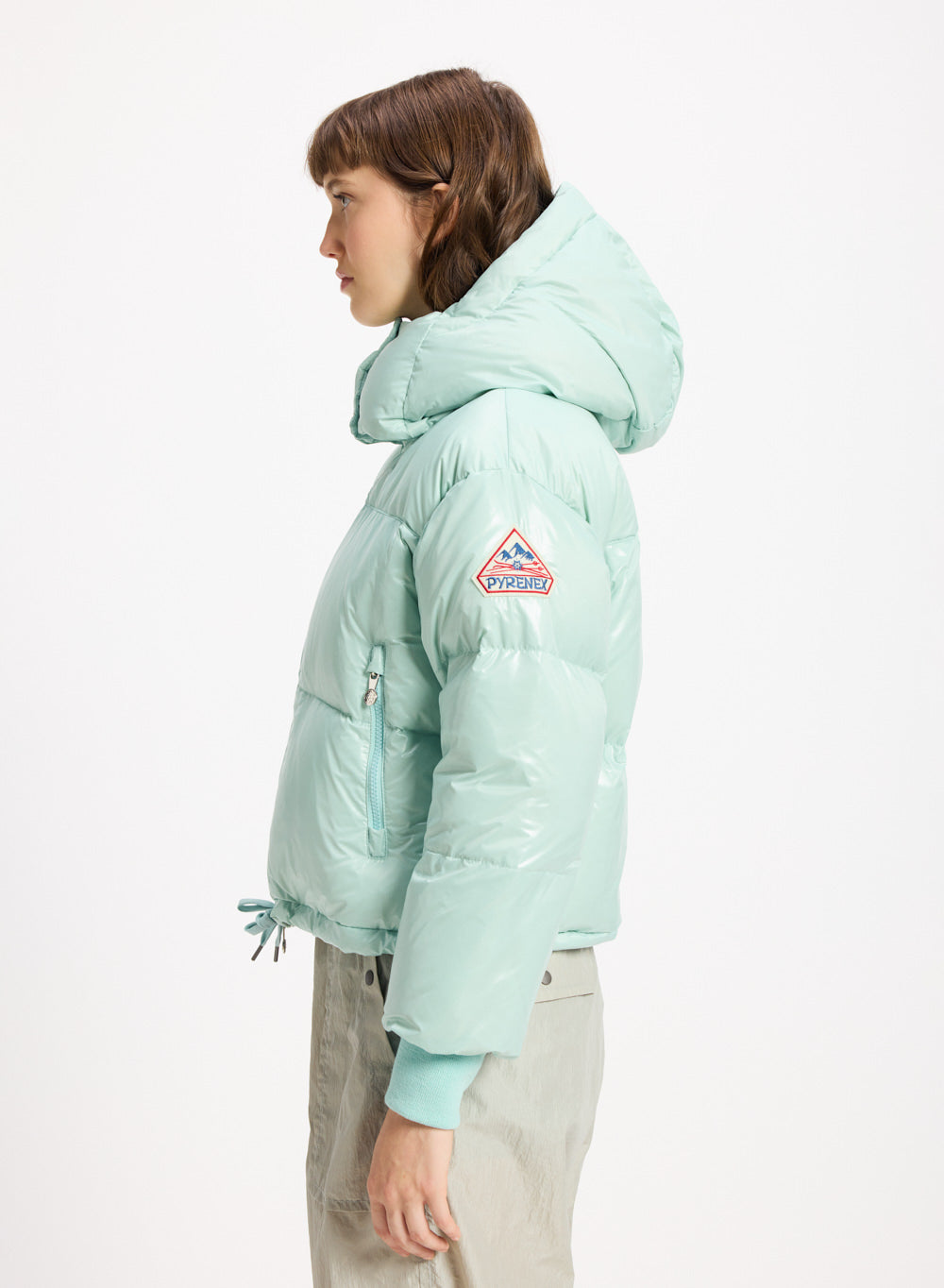 Doudoune courte à capuche pour femme Pyrenex Altic vert d'eau