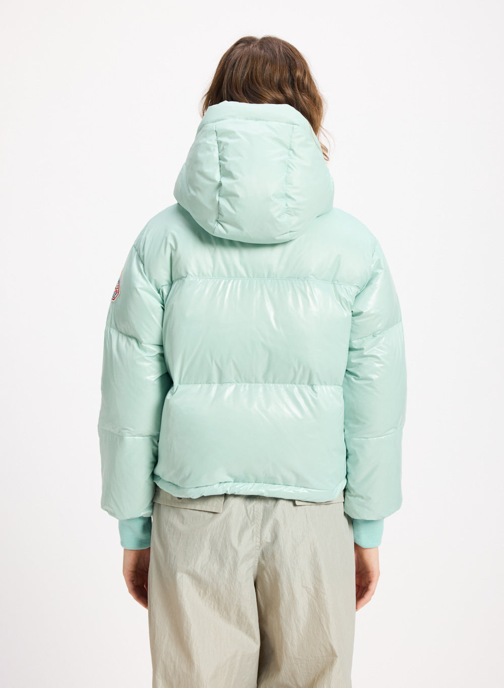 Doudoune courte à capuche pour femme Pyrenex Altic vert d'eau