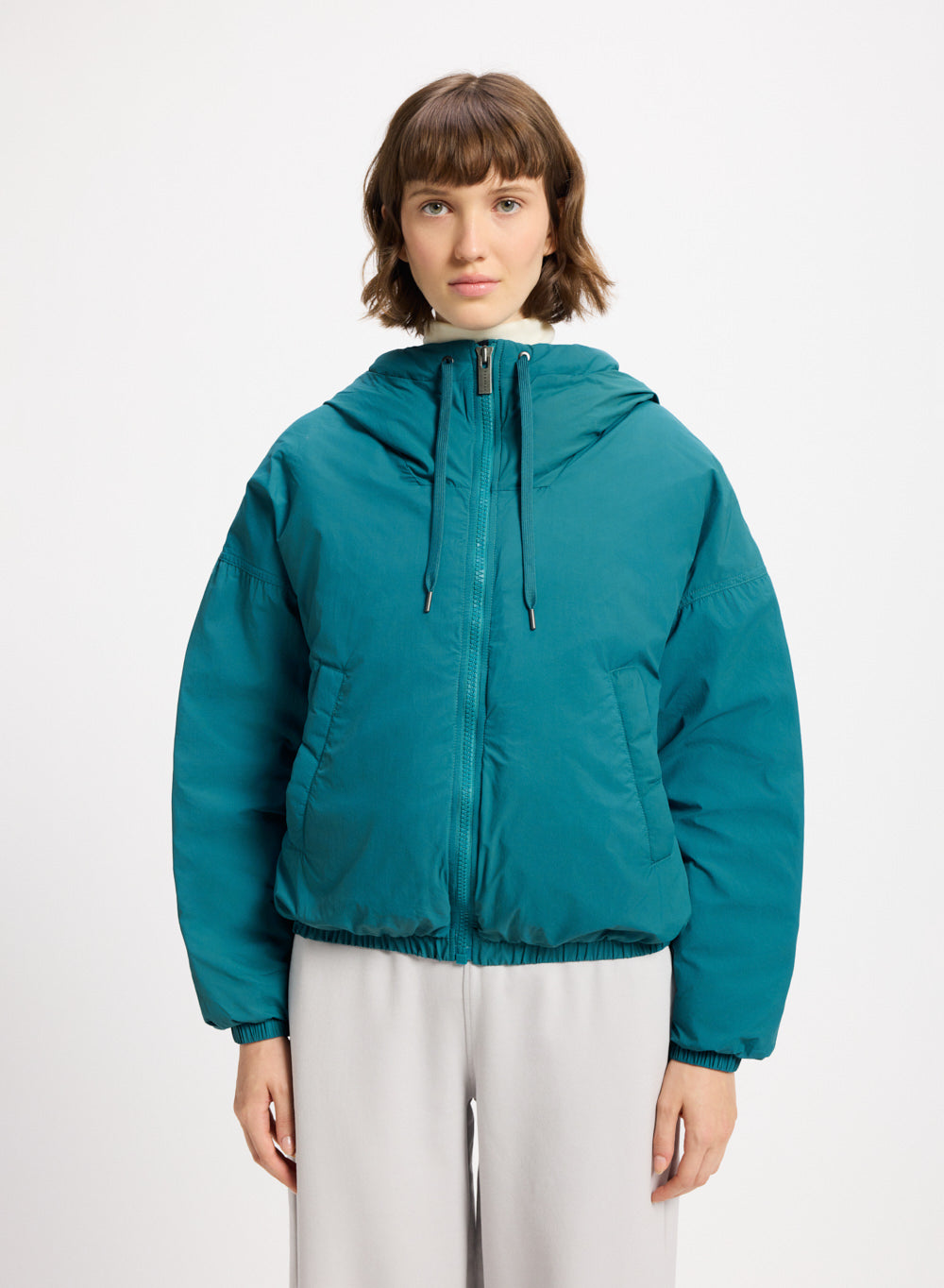 Parka courte en duvet pour femme Pyrenex Attitude bleu turquoise