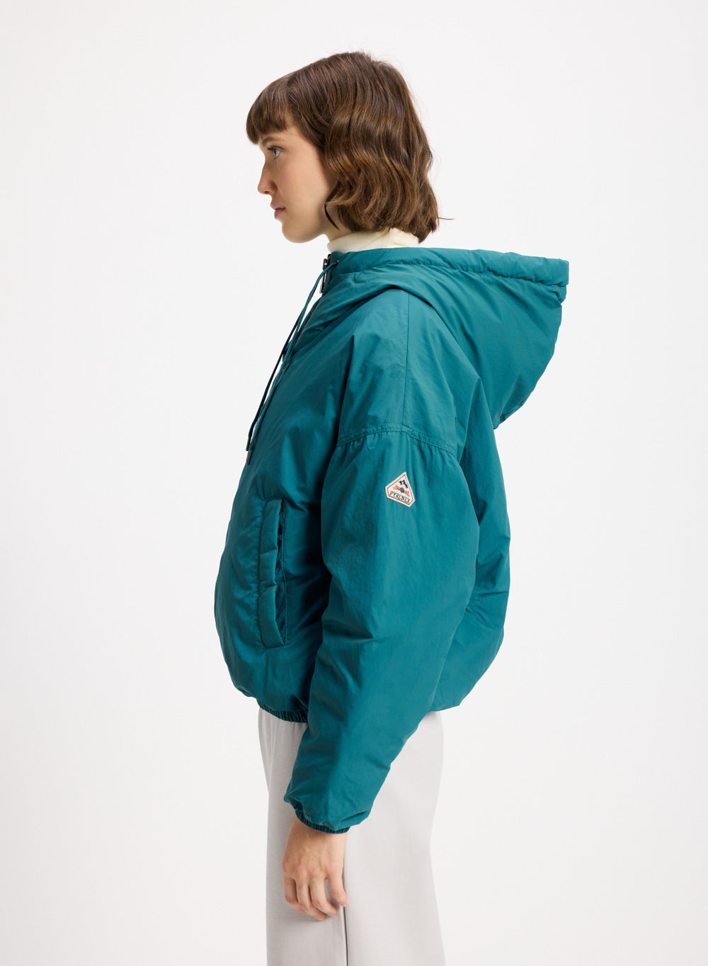 Parka courte en duvet pour femme Pyrenex Attitude bleu turquoise