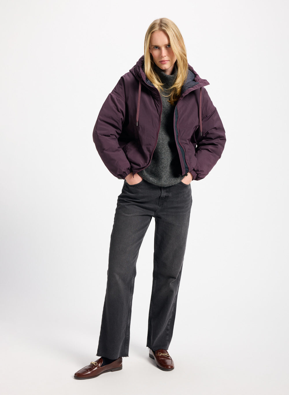 Parka courte en duvet pour femme Pyrenex Attitude violet foncé
