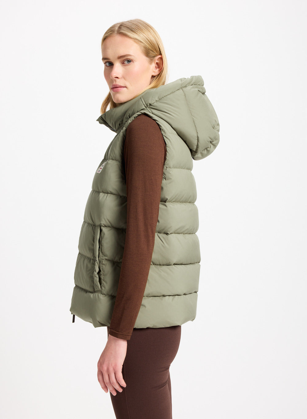 Doudoune sans-manches femme Pyrenex Spoutnic à capuche amovible khaki clair
