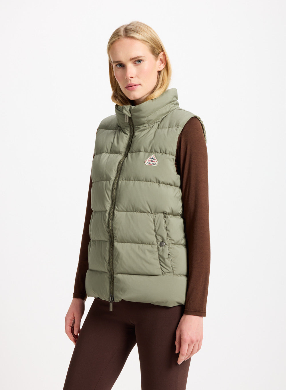Doudoune sans-manches femme Pyrenex Spoutnic à capuche amovible khaki clair