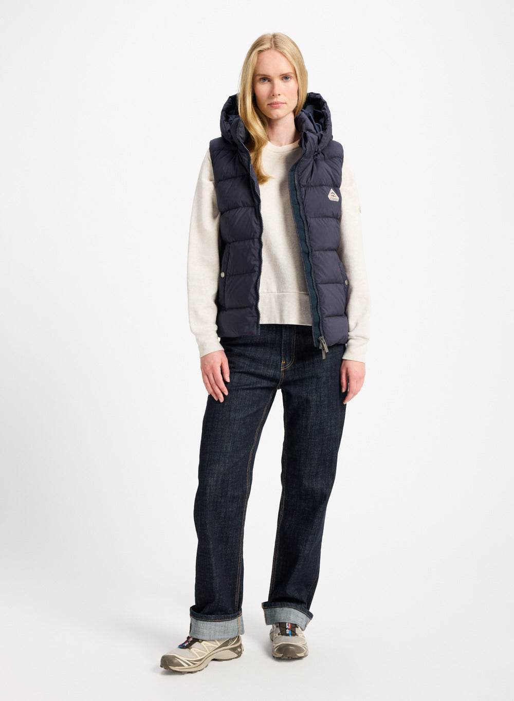Doudoune sans-manches femme Pyrenex Spoutnic à capuche amovible bleu foncé