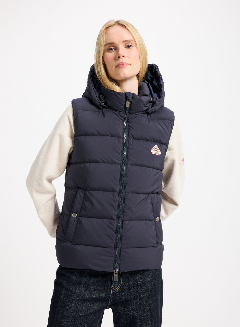 Doudoune sans-manches femme Pyrenex Spoutnic à capuche amovible bleu foncé