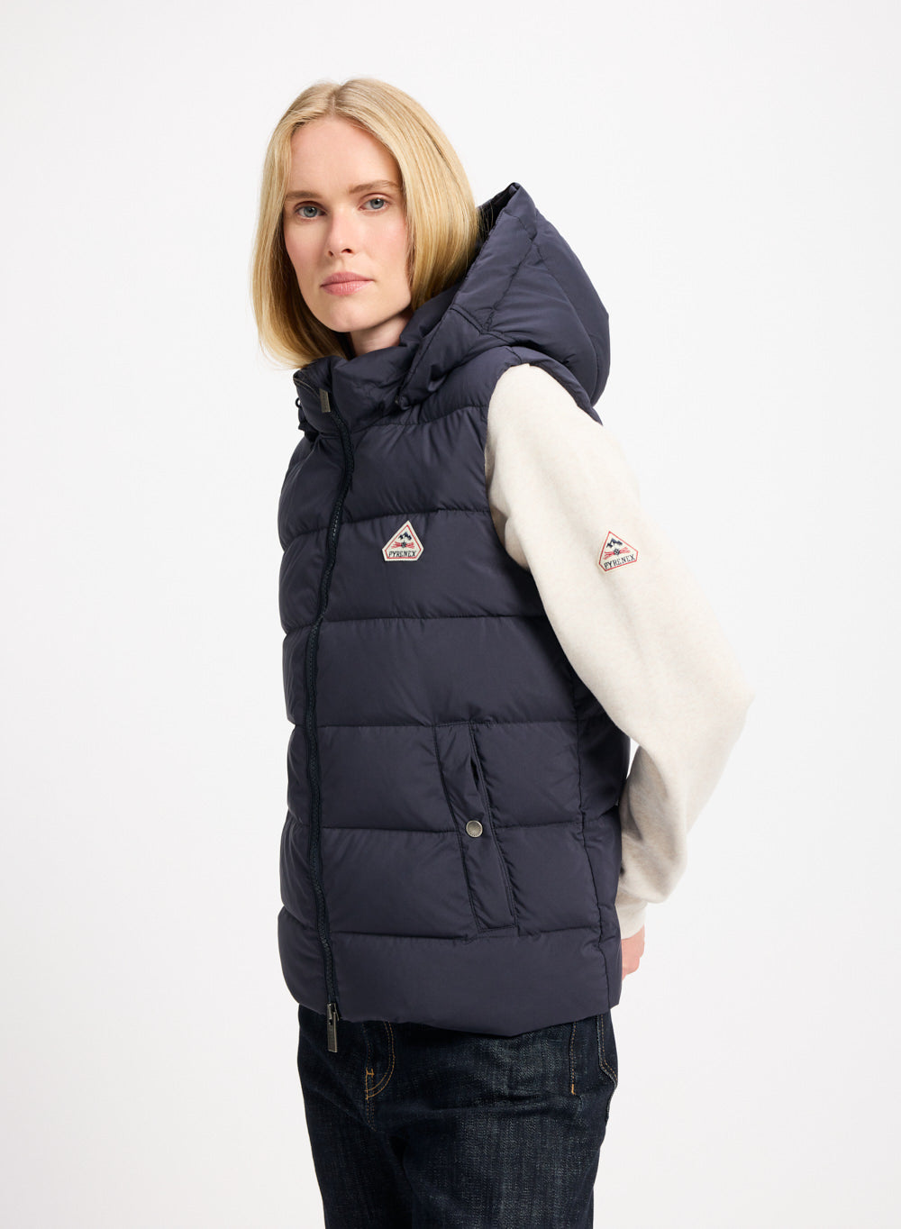 Doudoune sans-manches femme Pyrenex Spoutnic à capuche amovible bleu foncé