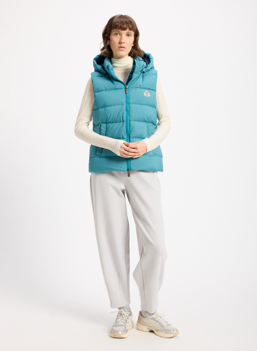 Doudoune sans-manches femme Pyrenex Spoutnic à capuche amovible bleu turquoise