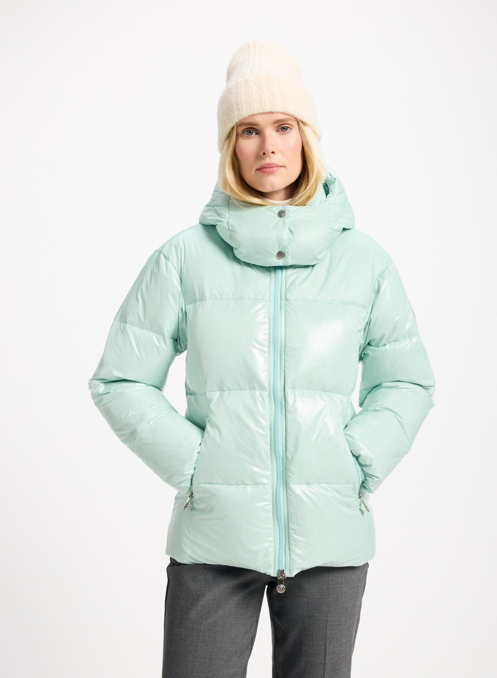 Doudoune brillante femme Lively vert d'eau