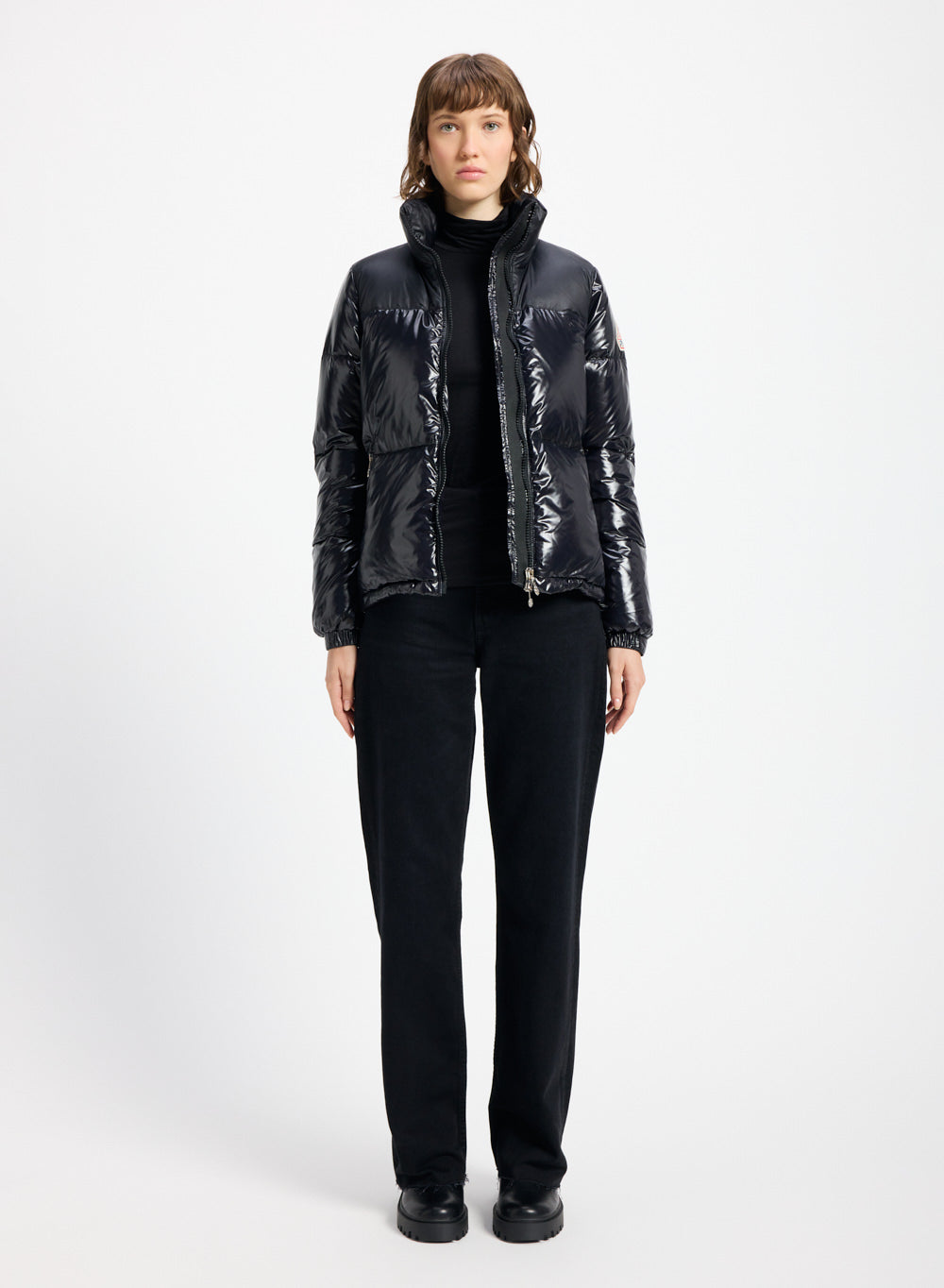 Doudoune courte et brillante pour femme Pyrenex Goldin noire