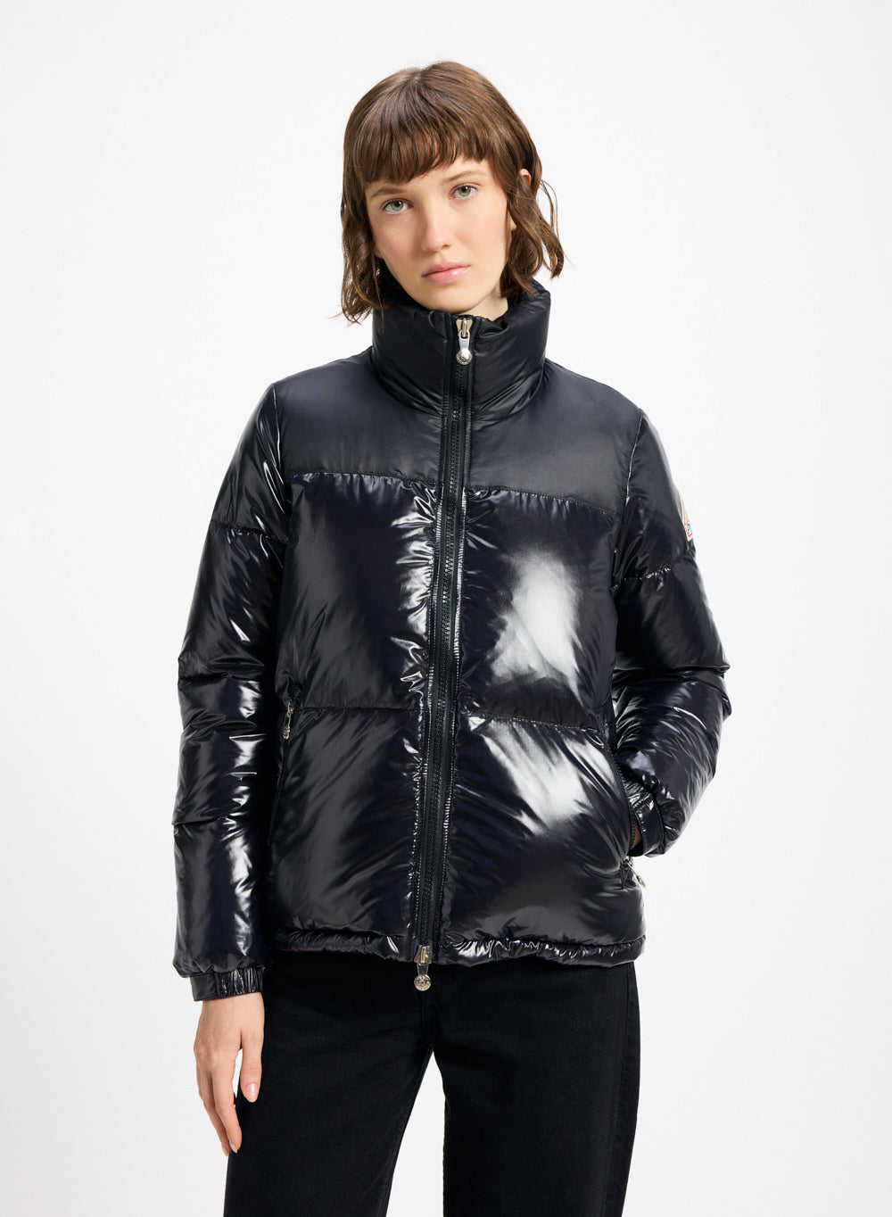 Doudoune courte et brillante pour femme Pyrenex Goldin noire