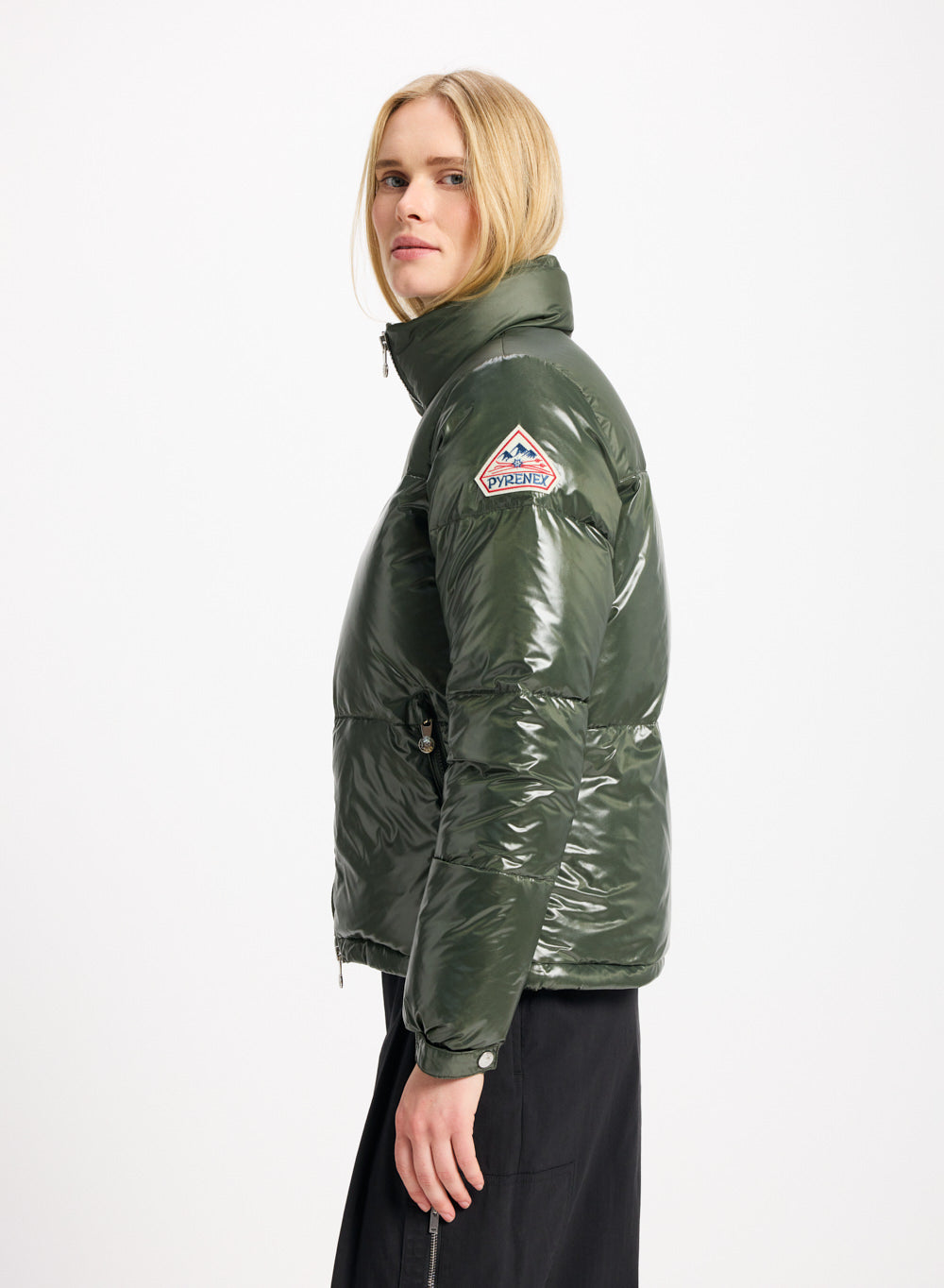 Doudoune courte et brillante pour femme Pyrenex Goldin khaki
