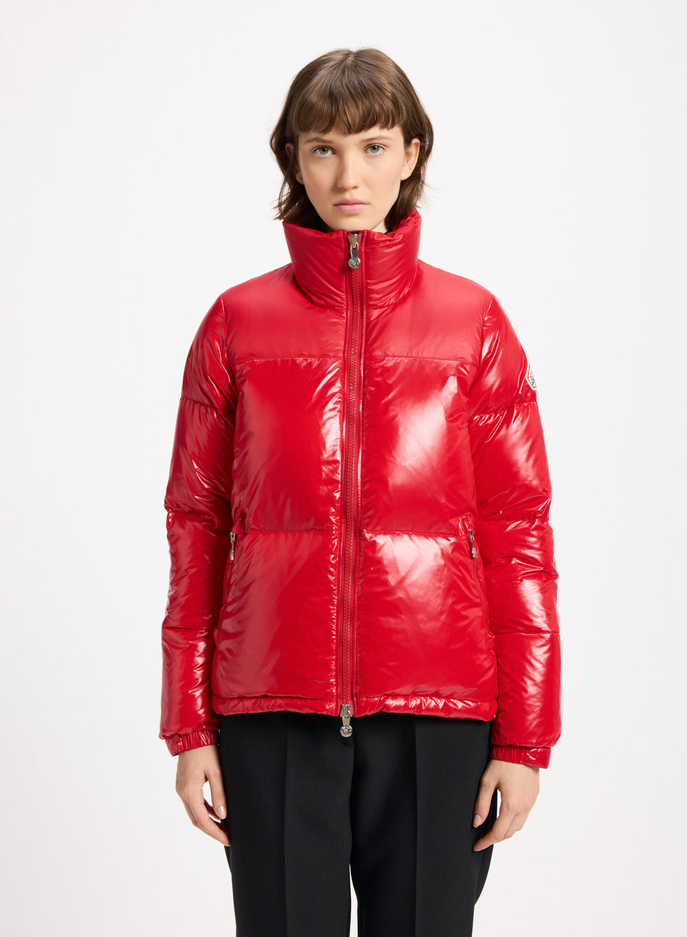 Doudoune courte et brillante pour femme Pyrenex Goldin rouge