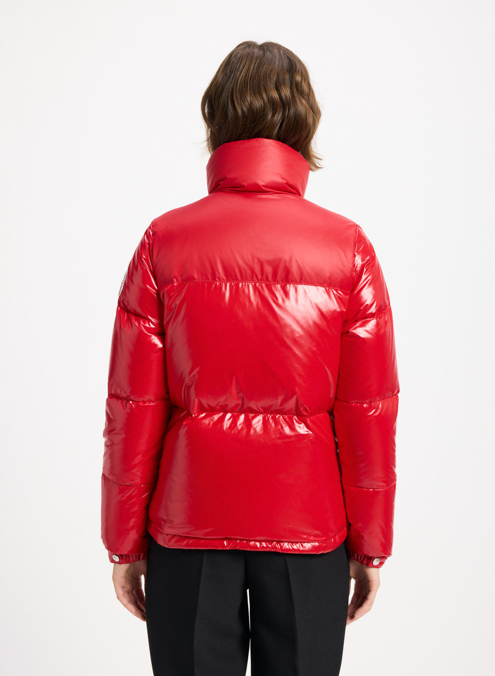 Doudoune courte et brillante pour femme Pyrenex Goldin rouge