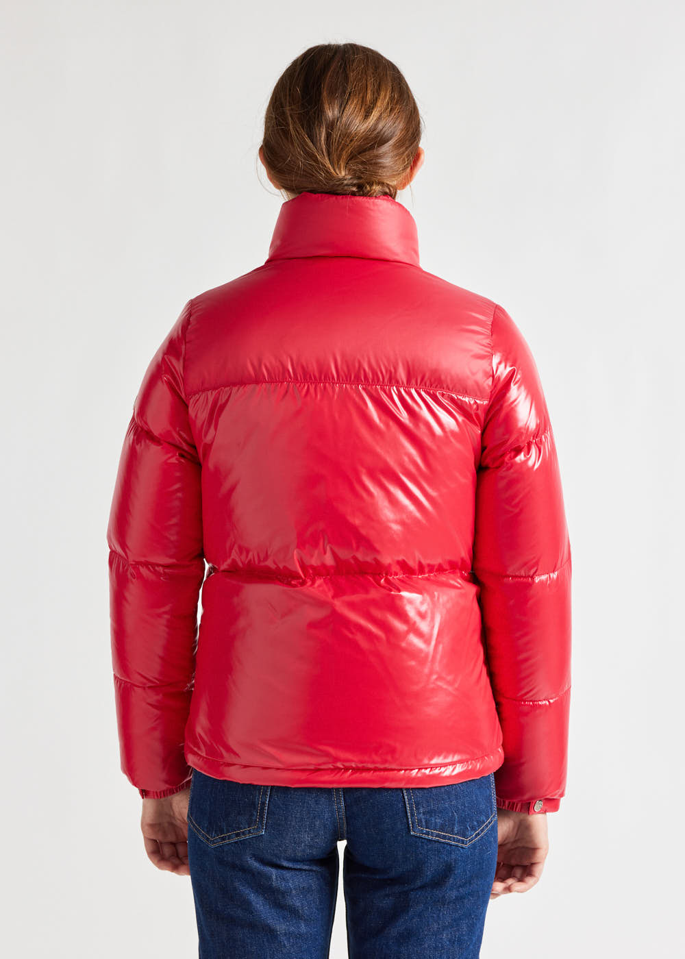 Doudoune courte et brillante pour femme Pyrenex Goldin Ribbon red