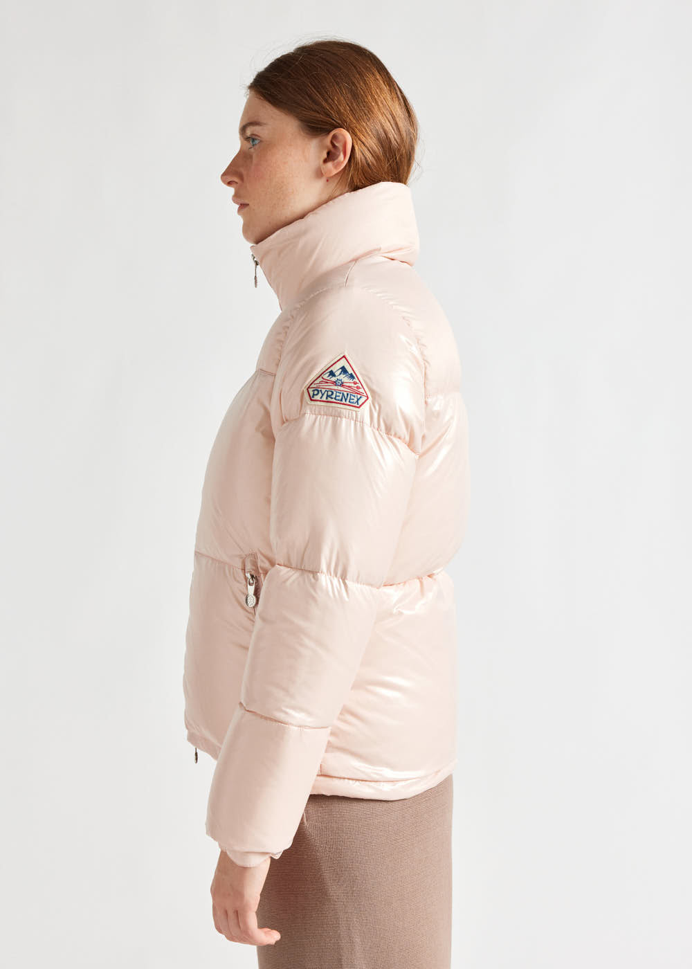 Doudoune courte et brillante pour femme Pyrenex Goldin Peach whip