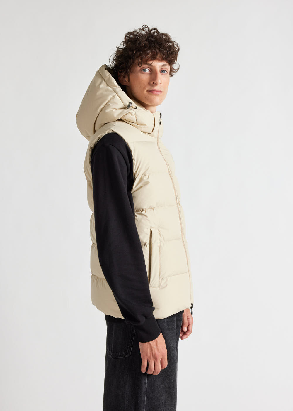 Doudoune sans-manche Pyrenex Spoutnic à capuche amovible Brown rice