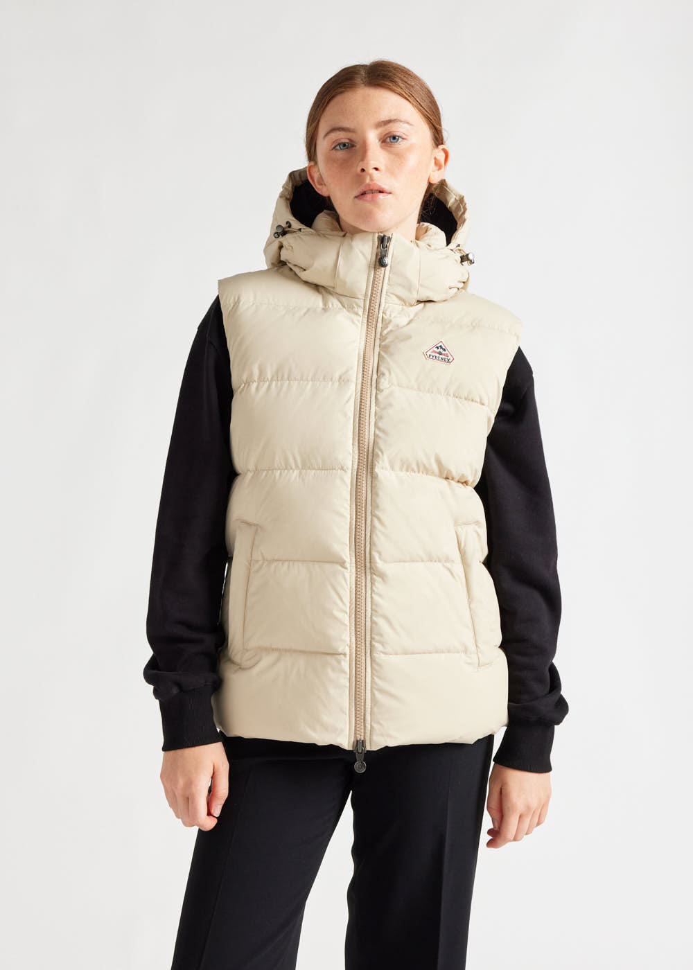 Doudoune sans-manche Pyrenex Spoutnic à capuche amovible Brown rice