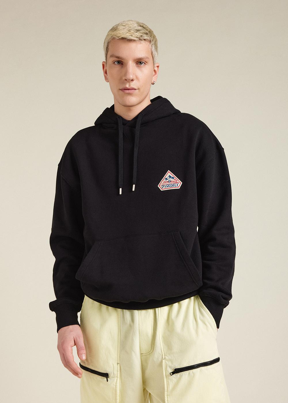 Sweat à capuche unisexe en coton bio Pyrenex Journey Black